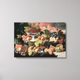 Severin Roesen - ZweistufenStillleben mit Frucht Leinwanddruck