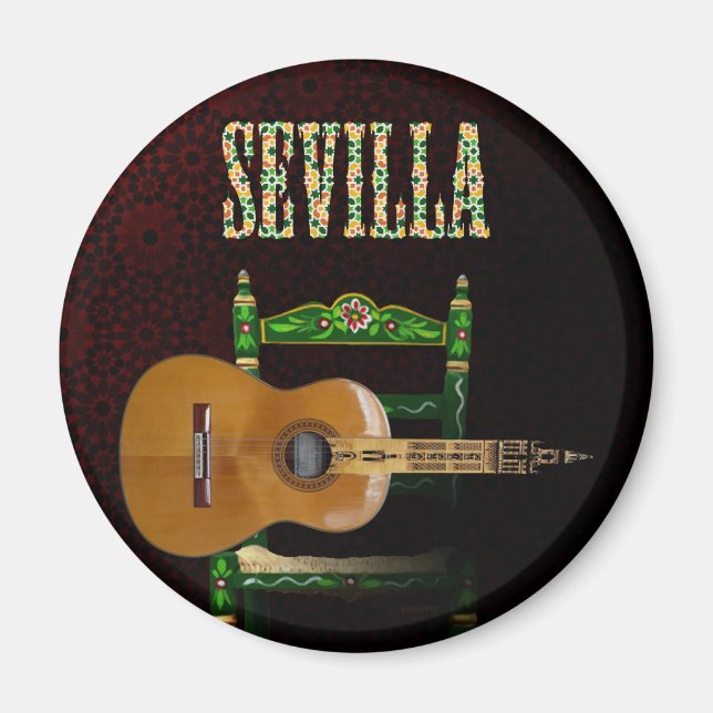 SEVILLA. Flämische Gitarre mit Giralda von Magnet (Vorne)