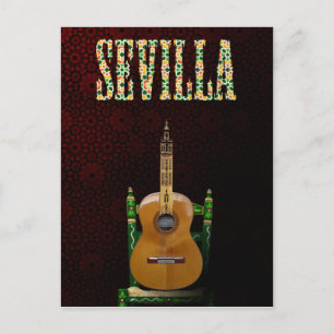 SEVILLA. Guitarra flamenca con Giralda de Sevilla. Postkarte