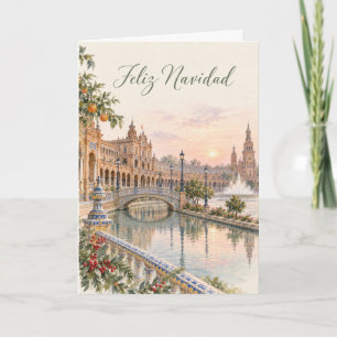 Sevilla Plaza de España Aquarell Weihnachten