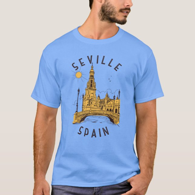 Sevilla Spain Plaza de España Distressed Circle T-Shirt (Vorderseite)