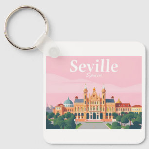 Sevilla Spain Plaza de Espana Pastell Travel Schlüsselanhänger