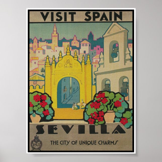 Sevilla Spain Vintage Travel Poster (Vorne)
