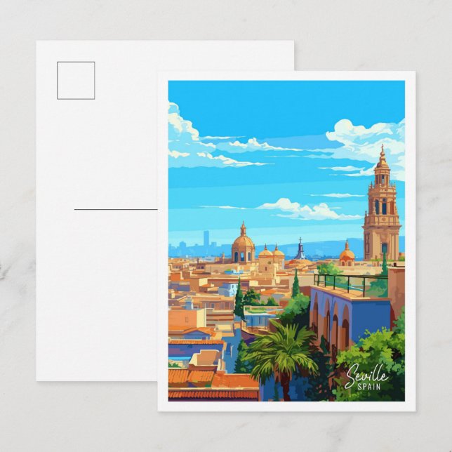 Sevilla Spanien Art Vintage Postkarte (Vorne/Hinten)