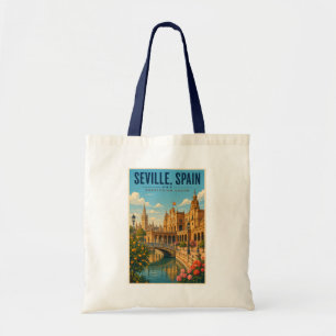 Sevilla Spanien Illustration Reise Kunst Vintage Tragetasche