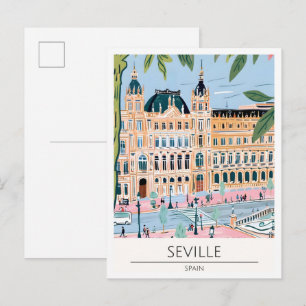 Sevilla Spanien Kunst Illustration Reise Postkarte
