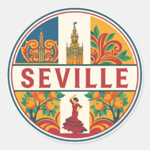 Sevilla Spanien Plaza de Espana Runder Aufkleber