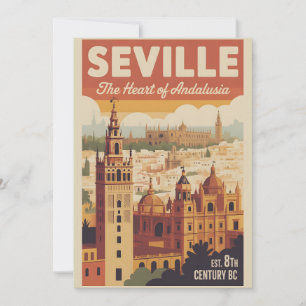 Sevilla Spanien Retro-Silhouette Stadtansicht Reis Feiertagskarte