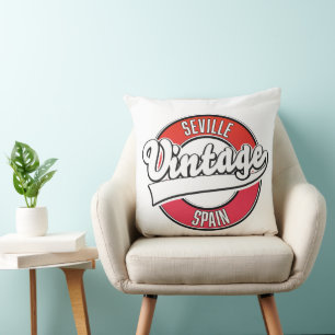 Sevilla Spanien Retro-Stil-Logo Kissen