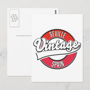 Sevilla Spanien Retro-Stil-Logo Postkarte