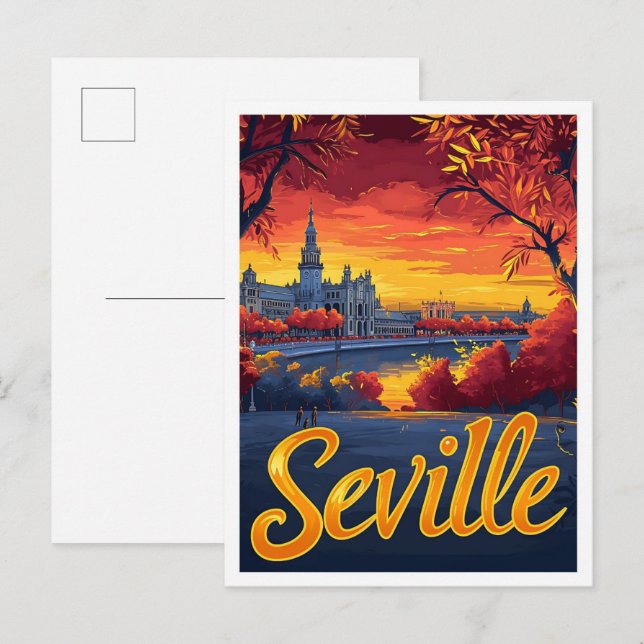 Sevilla Spanien - Vintage Kunstreise Postkarte (Vorne/Hinten)
