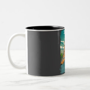 Sevilla Spanien Vintage Minimal Retro Reiseplakat Zweifarbige Tasse