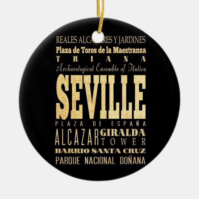 Sevilla-Stadt der Spanien-Typografie-Kunst Keramik Ornament (Vorne)