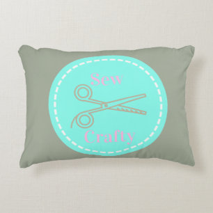 Sew Crafty Aqua Blue Circle mit Schere Dekokissen