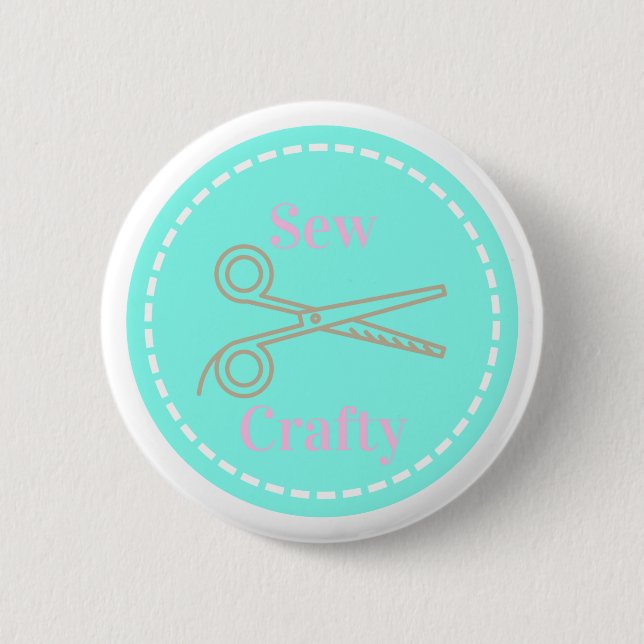 Sew Crafty Pastel Pink Gray Aqua Button (Vorderseite)
