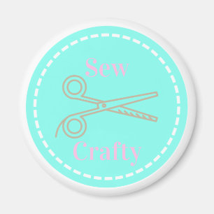 Sew Crafty Pastel Pink Gray Aqua Magnet
