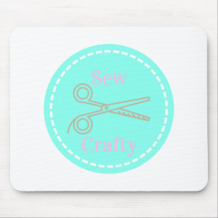 Sew Crafty Pastel Pink Gray Aqua Mousepad