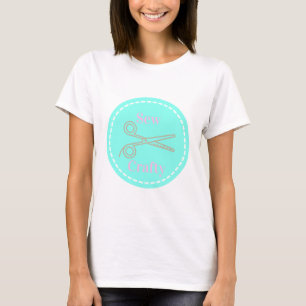 Sew Crafty Pastel Pink Gray Aqua T-Shirt