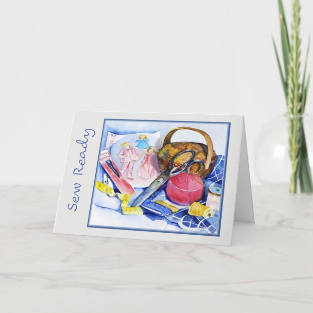 Sew Ready, Wasserfarbe, 7x5 geklappte Karte (Vorderseite)