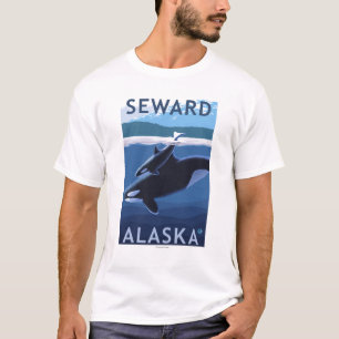 Seward, AlaskaOrca und Kalb-Szene T-Shirt