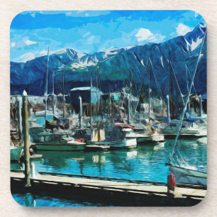 Seward Harbour Alaska Abstrakter Impressionismus Untersetzer