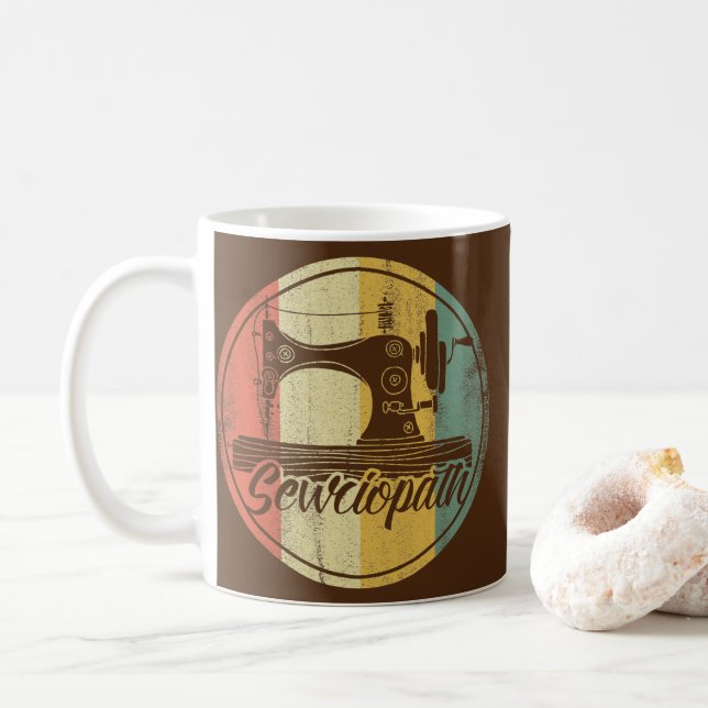 Sewciopath Nähen Liebe Seamstressbestickerin Kaffeetasse (Mit Donut)