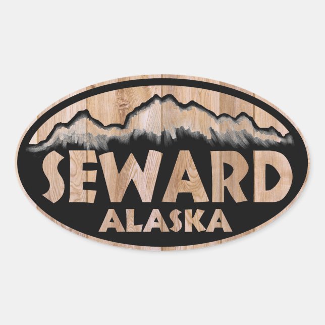 Sewing Alaska en bois signe autocollants ovale (Devant)