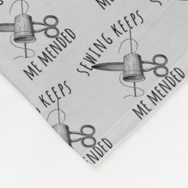 Sewing Keeps Me Mended Vintage Scissors Fun Fleecedecke