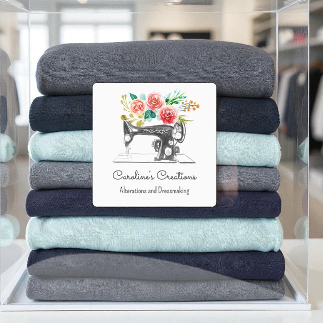 Sewing Machine Black White Seamstress Tailor Label Etiketten (Von Creator hochgeladen)