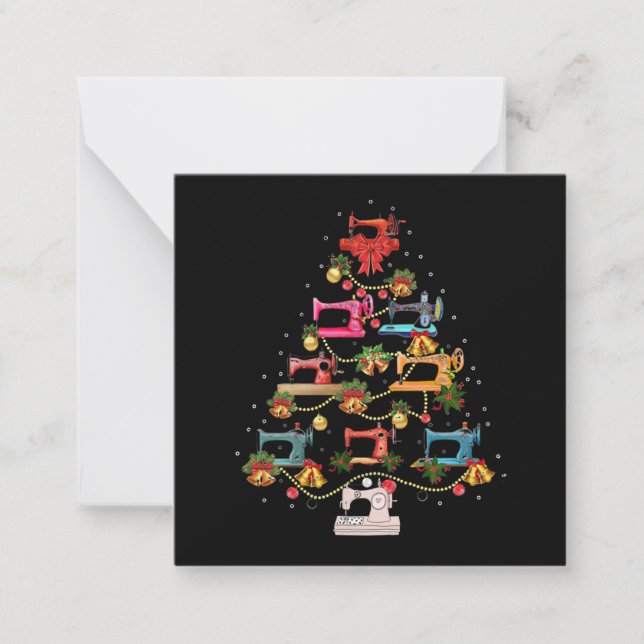 Sewing Machine Christmas Tree Mitteilungskarte (Vorderseite)