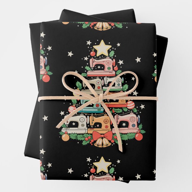 Sewing Machine Christmas Tree Stitch Knit Sew Xmas Geschenkpapier Set (Beispiel)