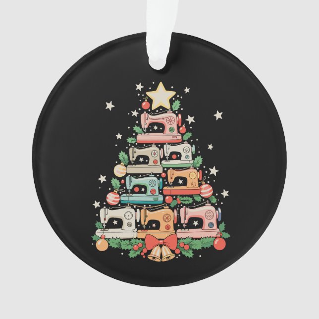 Sewing Machine Christmas Tree Stitch Knit Sew Xmas Ornament (Vorderseite)