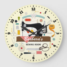Sewing Machine Personalizable Wall Clock Große Wanduhr