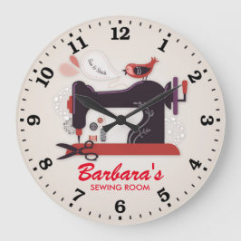 Sewing Machine Personalizable Wall Clock Große Wanduhr