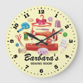 Sewing Machine Personalizable Wall Clock Große Wanduhr