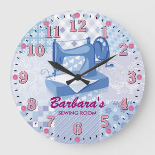 Sewing Machine Personalizable Wall Clock Große Wanduhr