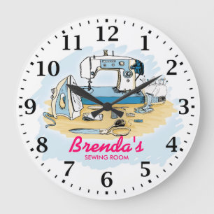 Sewing Machine Personalizable Wall Clock Große Wanduhr