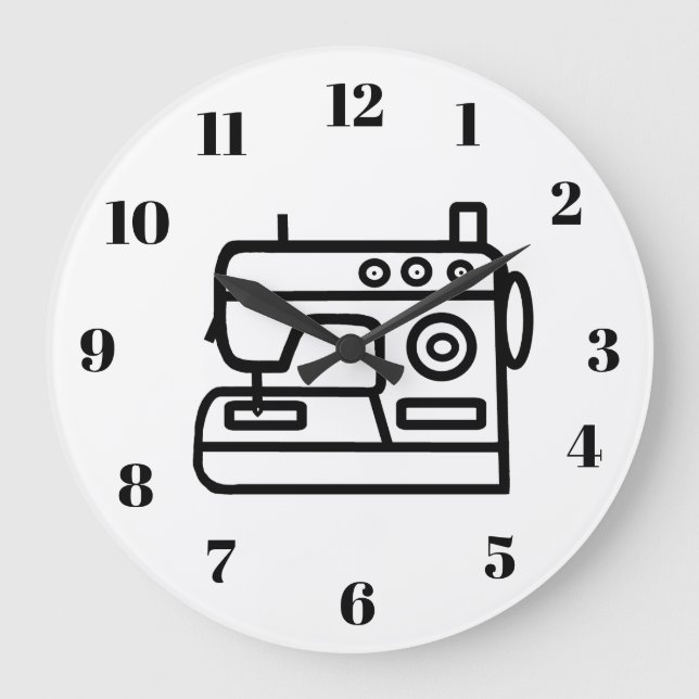 Sewing Machine Wall Clock Große Wanduhr (Vorderseite)