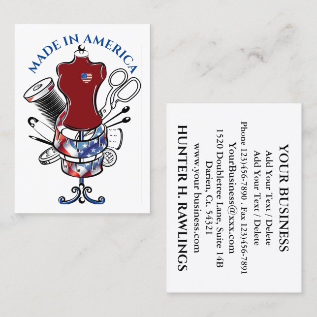 SEWING - Made in America Business Card Visitenkarte (Vorne/Hinten)