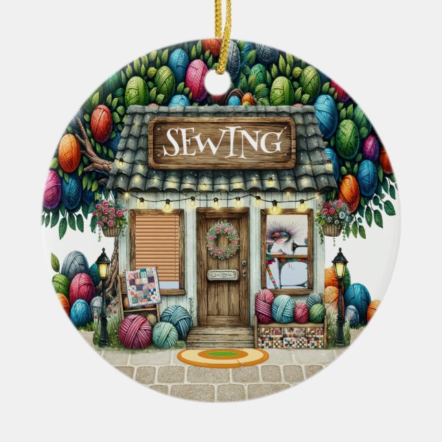 SEWING Shop Keramik Ornament (Vorne)