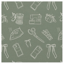 Sewing Themed Pattern Fabric Stoff