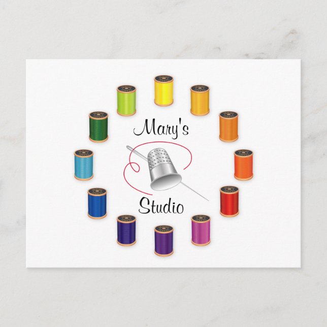 Sewing Thimble, Needle and Threads Postkarte (Vorderseite)