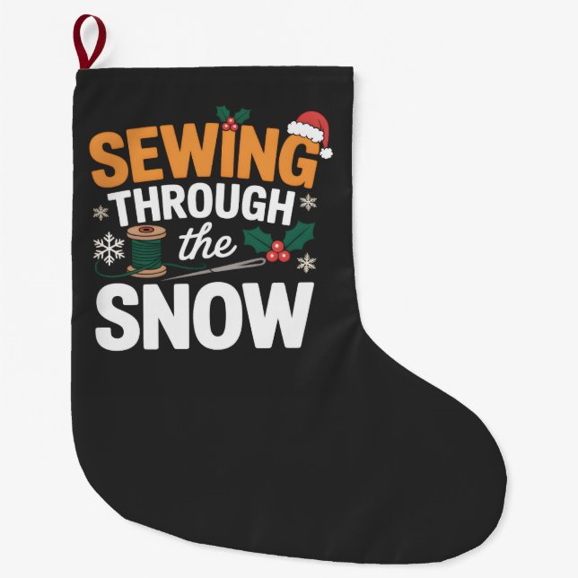 Sewing Through the Snow Funny Christmas Quilt Großer Weihnachtsstrumpf (Vorderseite)