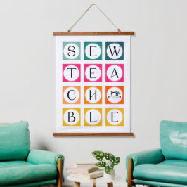 Sewteachable Colorful Squares Wandteppich Mit Holzrahmen