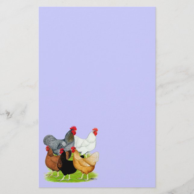 Sex-verbundenes Huhn-Quintett Briefpapier (Vorderseite)