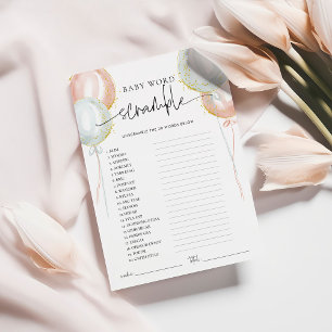 Sexe Révéler Word Scramble Baby shower Carte de je