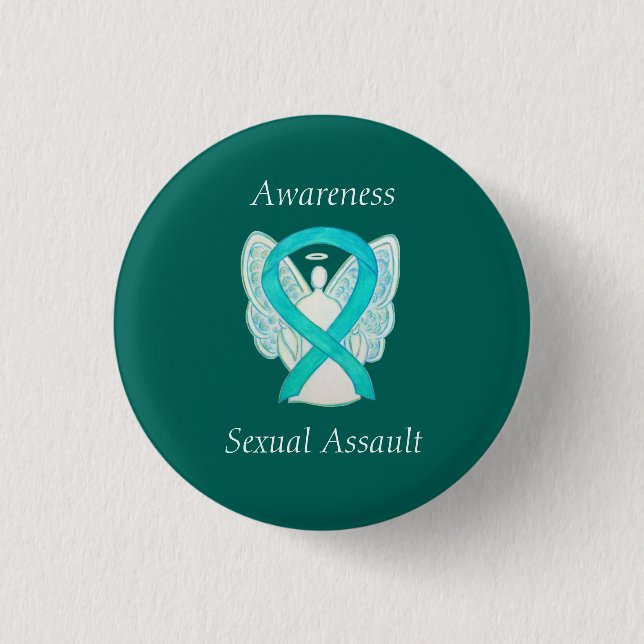 Sexuelles Angriffsbewusstsein Angel Ribbon Button (Vorderseite)