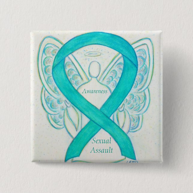 Sexuelles Angriffsbewusstsein Angel Ribbon Button (Vorderseite)
