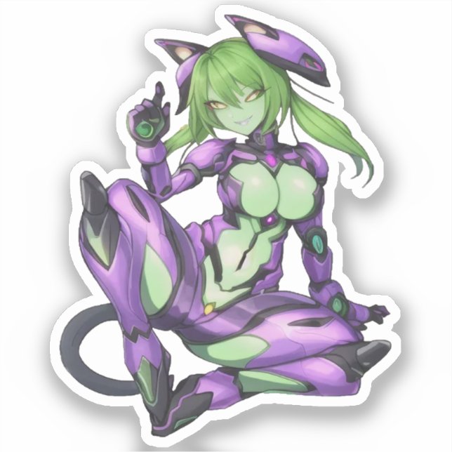 Sexy Alien android Catgirl Aufkleber (Vorderseite)