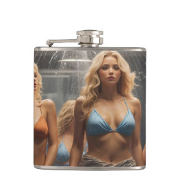 Sexy Blonde Frau in Bikini Flachmann